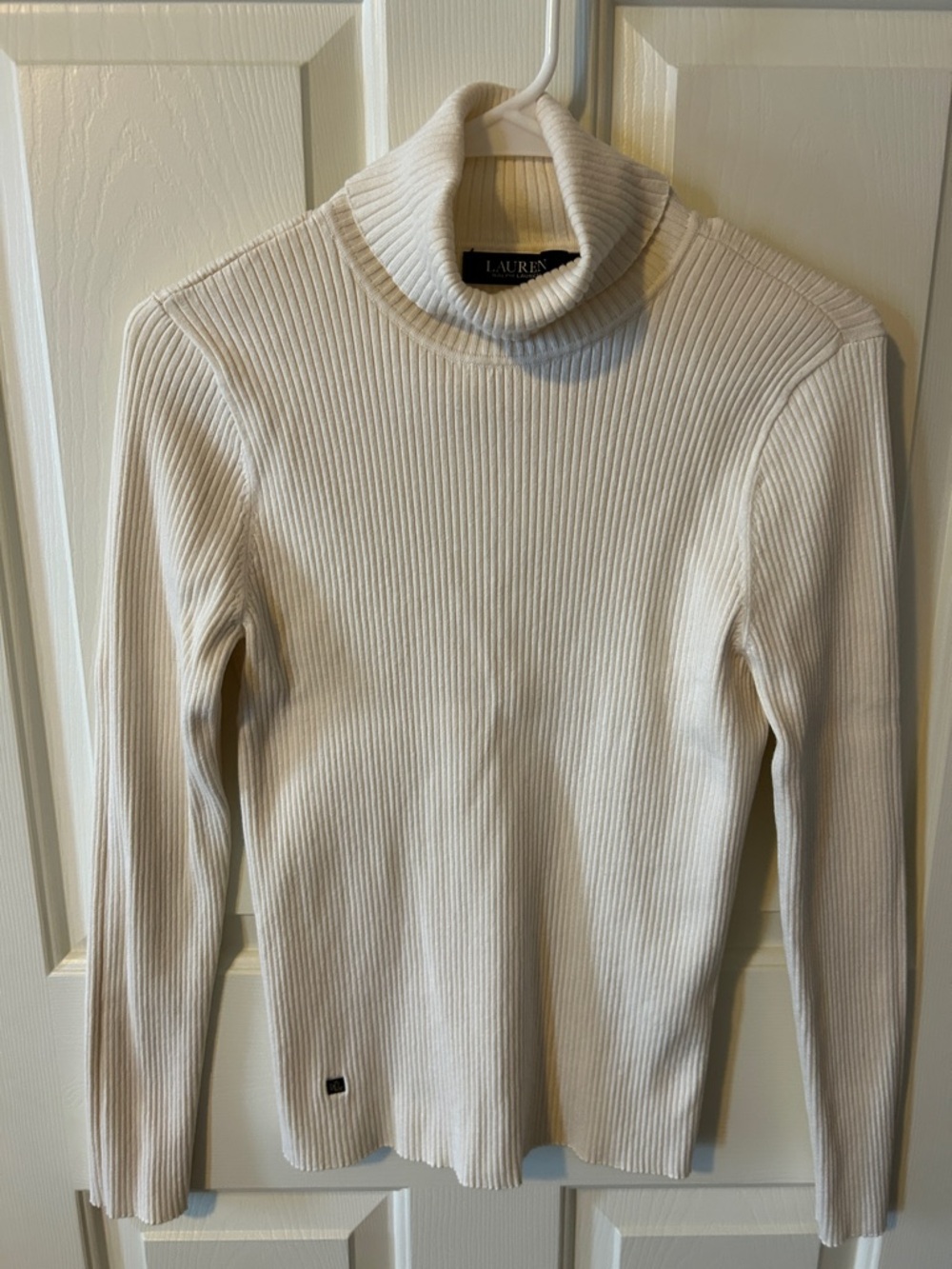 Lauren Ralph Lauren Cream Ribbed Turtleneck Sweater